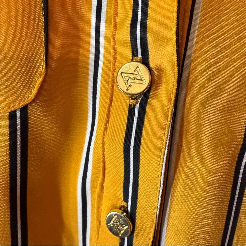 Adrienne Vittadini Yellow Striped Button-Up Shirt - Picture 5 of 7
